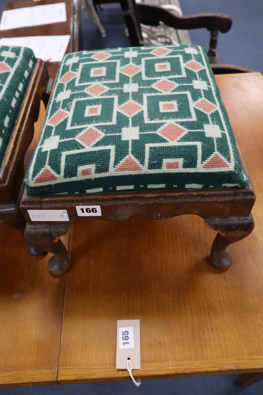 A pair of Georgian style mahogany foot stools, 38 x 33cm